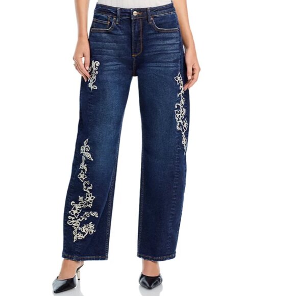 NEW Driftwood Elaine X Raised Rode Barrel Leg Jeans in Dark Wash 2511 - Picture 3 of 8